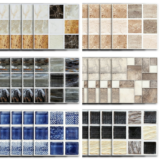 180 Pack Kitchen Bathroom Tile Stickers Mosaic Sticker Self-adhesive Wall Decor